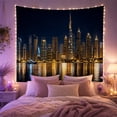 thumbnail image 2 of Modern Skyscraper Cityscape with Shimmering Water Reflections, Dramatic Digital Art for City Lovers, Vibrant Urban Wall Decor, Housewarming Gift Tapestry Wall Hanging for Bedroom and Living Room, 2 of 7