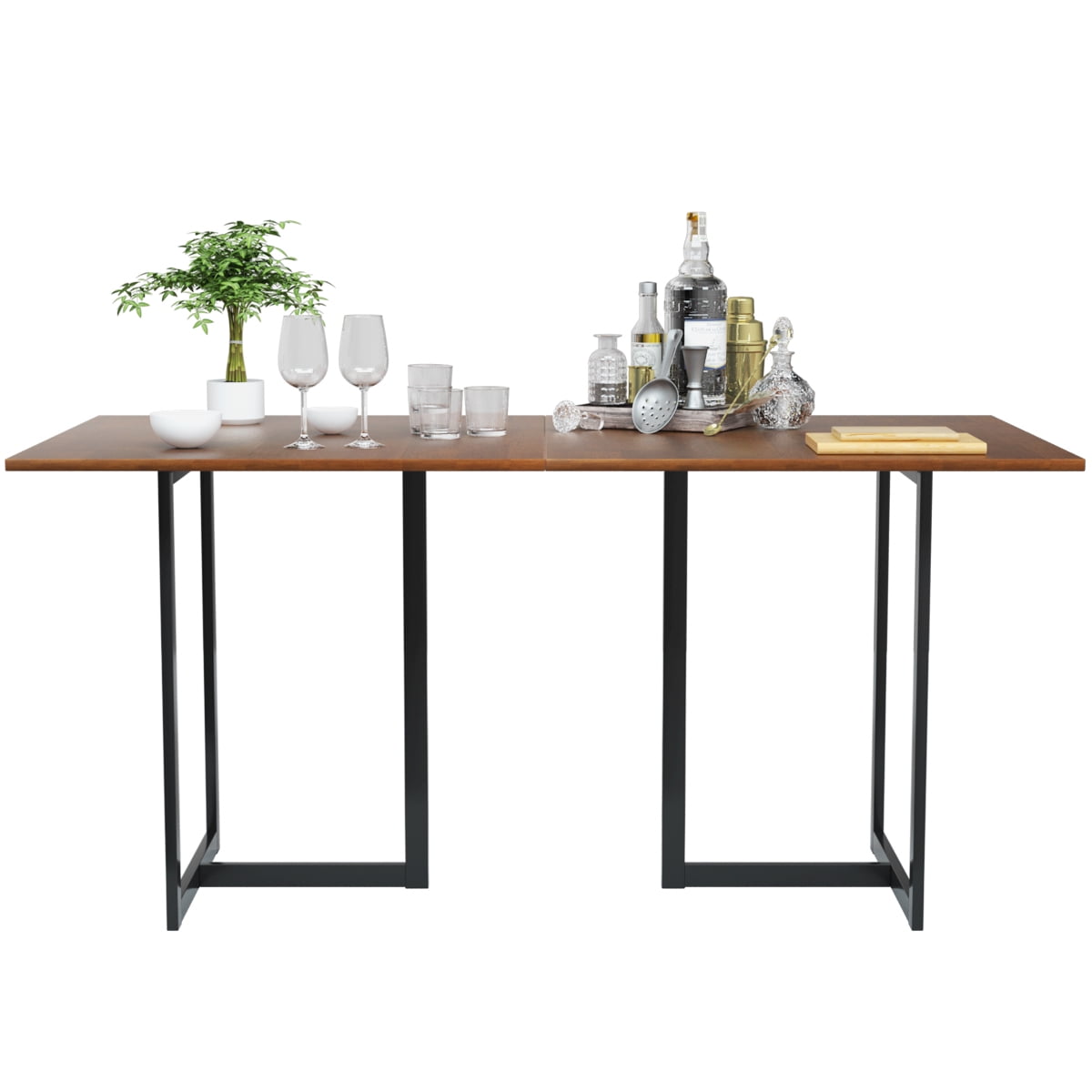 Gymax Rectangular Dining Table w/ Wooden Top Metal Frame Kitchen Dining