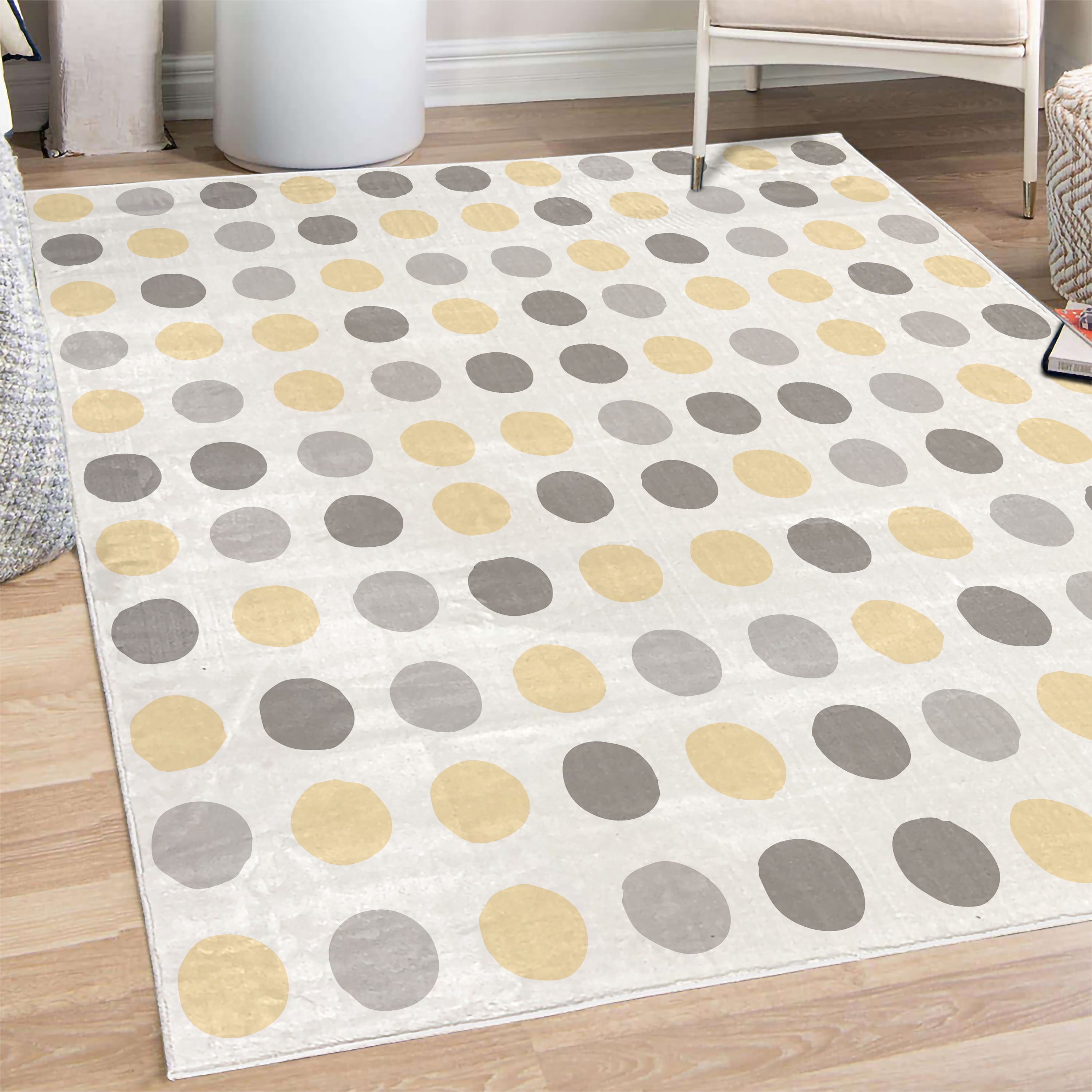 Dot Texture Rug Geometric Decorative Rug, Traditional Retro Polka Dots Design European ...