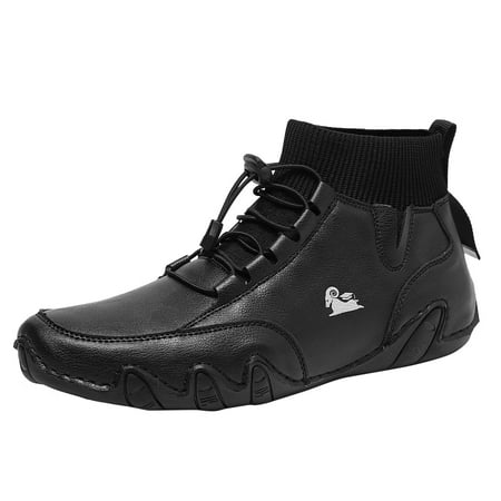

Mackneog Mens Shoes High Top Elastic Band Sport Shoes Casual Shoes Mens Plus Size Ankle Boots Gift on Clearance