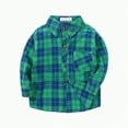 thumbnail image 4 of Xudanell Boys Plaid Shirts Checkered Top Coat Long Sleeve Shirts Baby Clothes Boy Outwear Dark Green 5-6 Years, 4 of 5