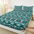 thumbnail image 3 of Manfei Lovely Snowmen Bed Sheets,Xmas Dessert Candy Cnae King Sheets,Teal Red White Sheet Set For Girl Boy,Breathable Home Decor,4-Piece, 3 of 7