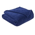 thumbnail image 3 of Brooklyn Loom Marshmallow Sherpa Navy King Blanket 100% Polyester Microfiber Plush,  Solid Casual themed, Adult Bedding, OEKO-TEX Certified, 3 of 8