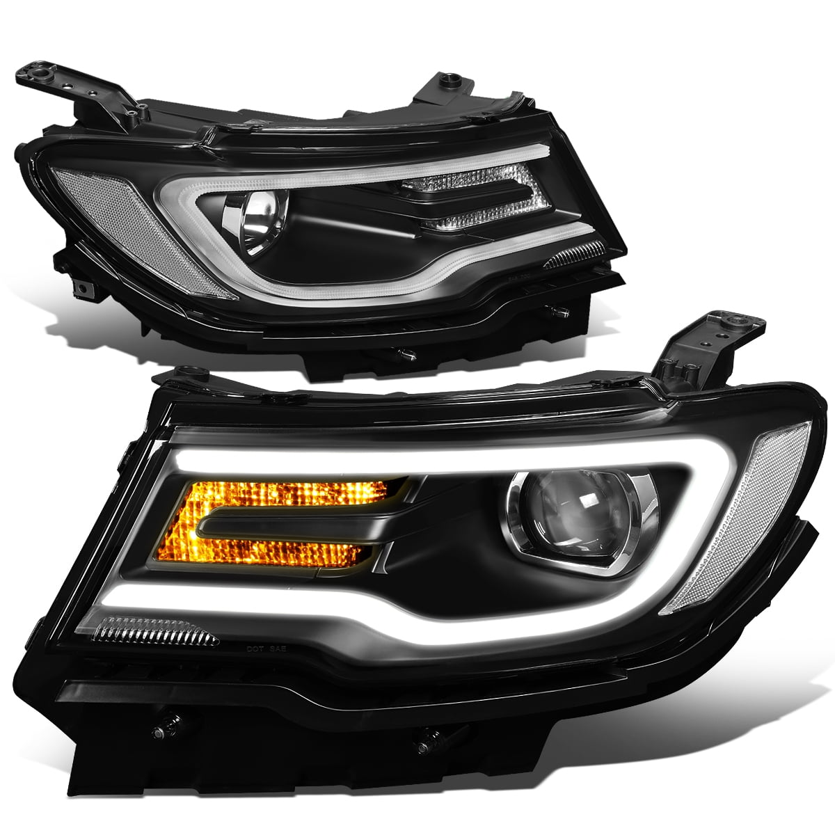 Left & Right Code LMB Headlights Front Lamps Pair Set for 11-13 Jeep  Compass