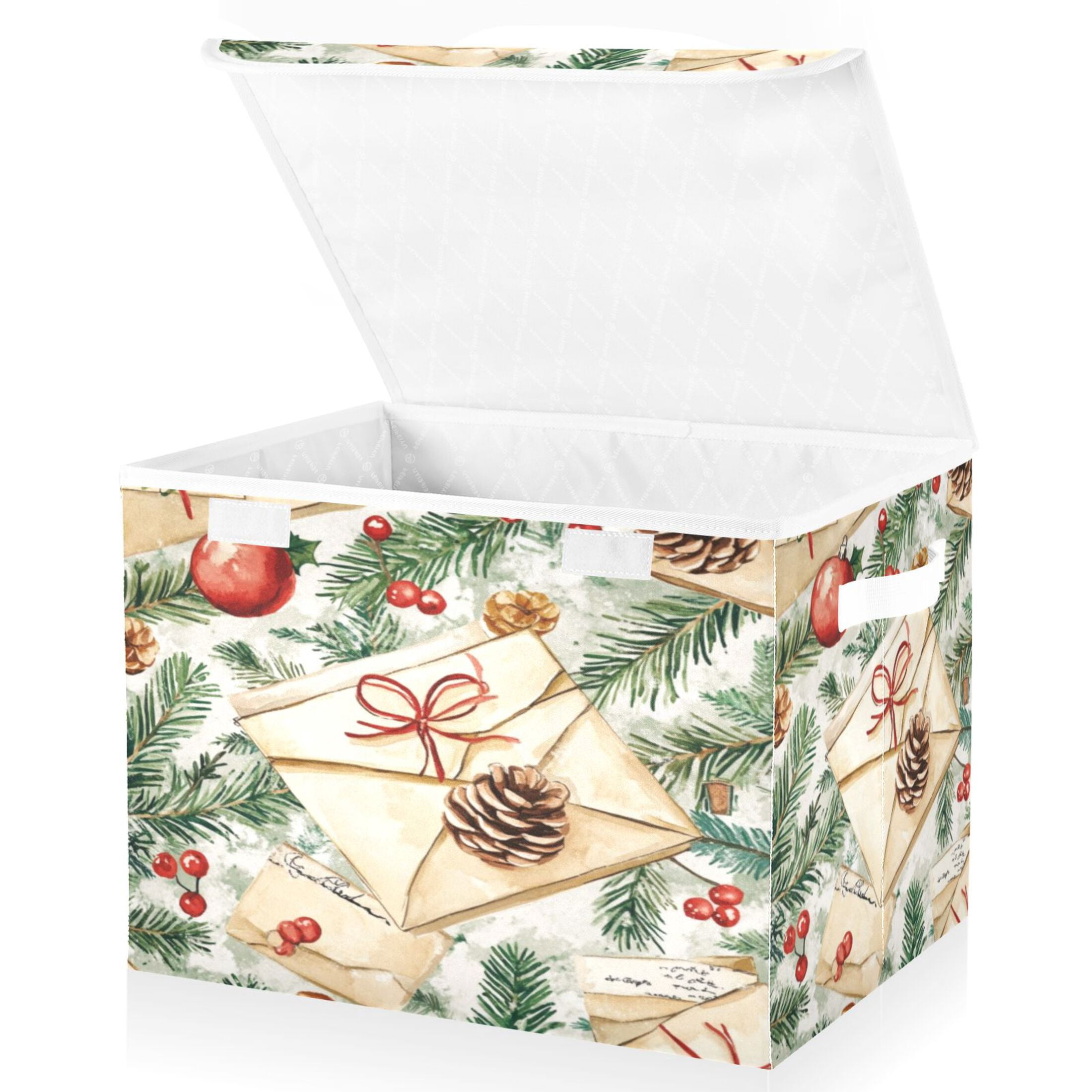 Storage Box With Lid 16.5x12.6x11.8In Foldable Stacked Household Storage Box Christmas Envelope Picture