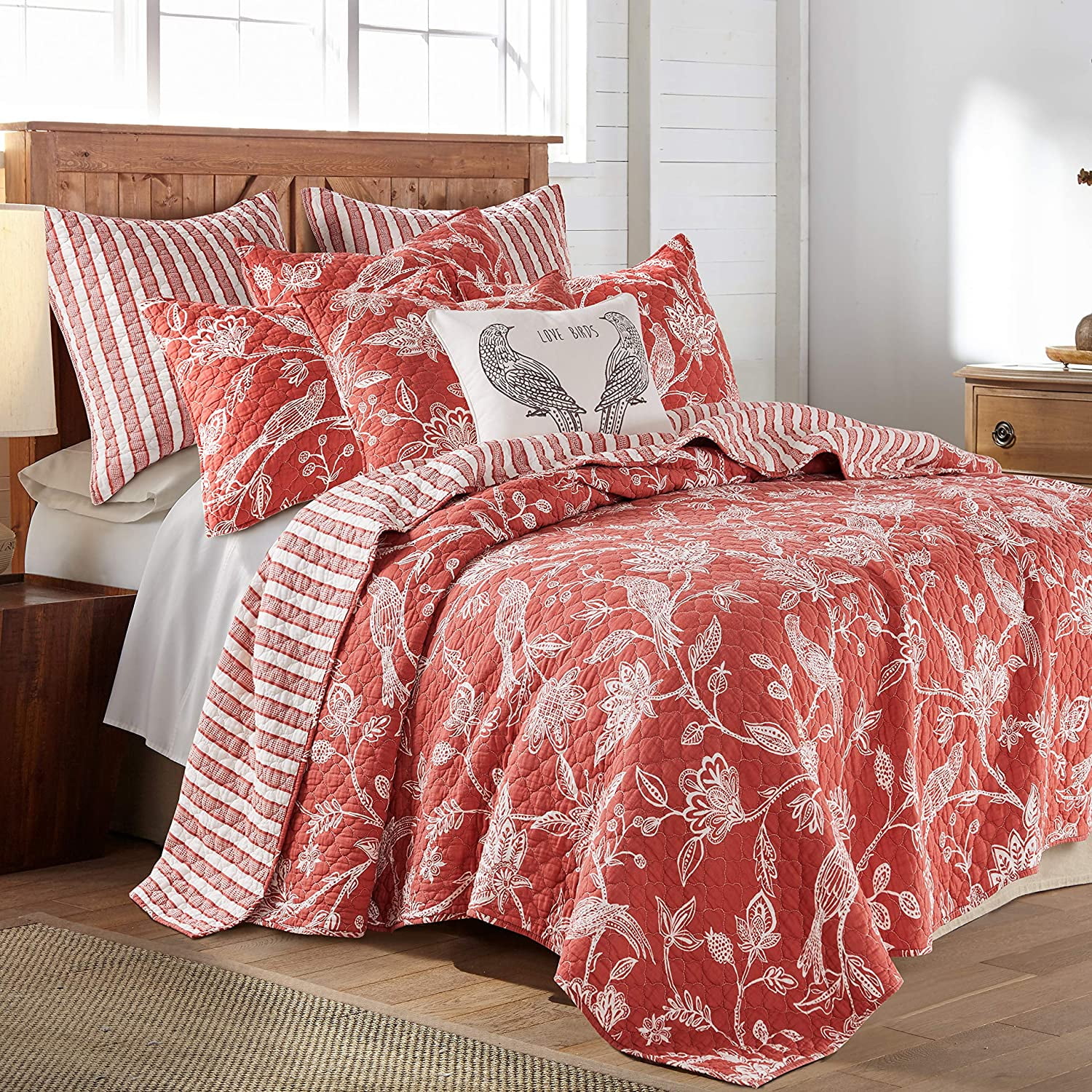 Levtex Home Tanzie Red Quilt Set Twin Quilt + One Standard Pillow