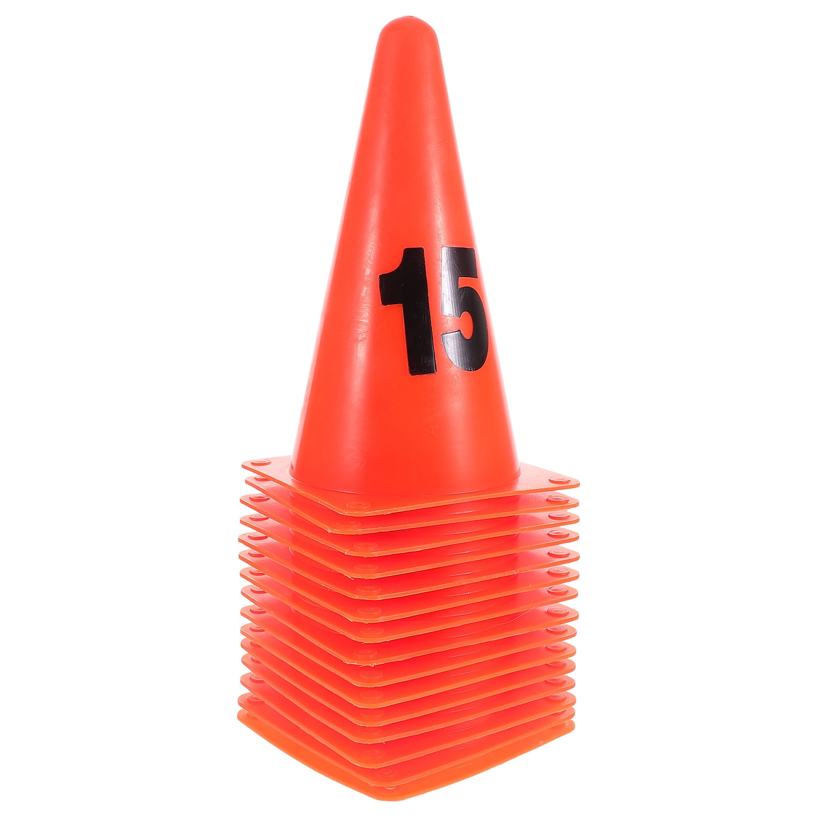 Baluue 15Pcs Orange Training Cones Numbered Plastic Soccer Basketball Football