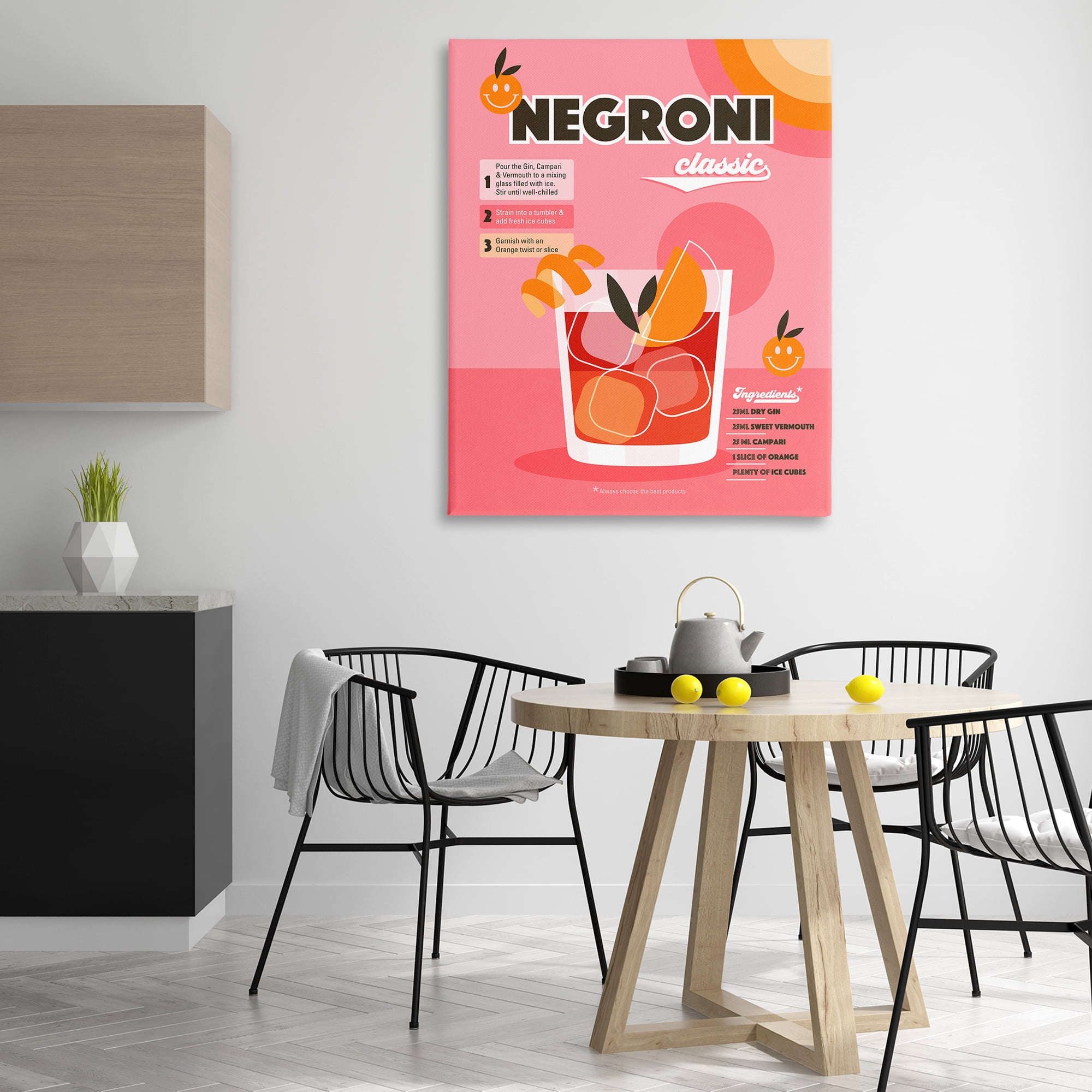 Stupell Industries Retro Negroni Cocktail Recipe Food & Beverage Painting Wrapped Canvas Art Print Wall Art, 36 x 48