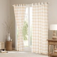 thumbnail image 3 of Homewish Orange Plaid Black Out Curtains, Geometric Buffalo Grid Curtains Pack of 2 (42x63 Each), Cute Checkered Bedroom Curtains, Luxury Room Decor, 3 of 6