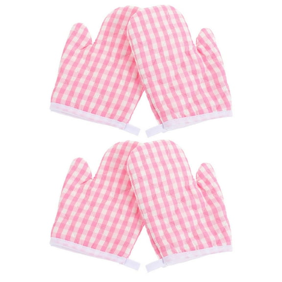 KAKOWELY 4Pcs Kitchen Oven Mittens for Kids in Resistant for Baking and Grilling