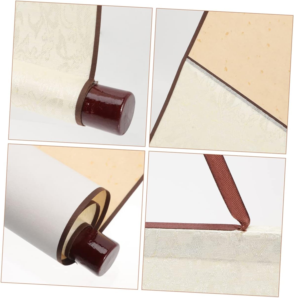 ABCISI Calligraphy Scroll Paper with Wooden Rods, 3Pcs Blank Calligraphy Scroll Paper, Chinese Water Writing Thick Blank Painting Hanging Rolls, Light Yellow