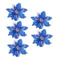 thumbnail image 3 of CRAFTHROU Christmas Tree Decoration Flower Glitter 25cm Blue Plastic Cloth Gold Powder Hexagonal 5Pcs, 3 of 5