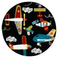 thumbnail image 2 of SAFAVIEH Carousel Kids Caroline Airplanes Area Rug, Black/Ivory, 5'3" x 5'3" Round, 2 of 11