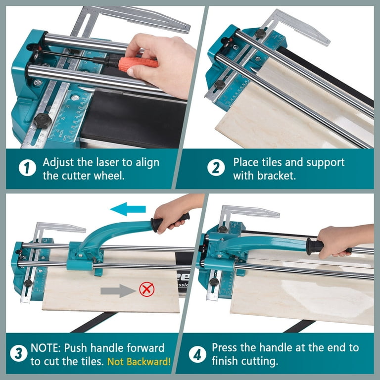 VEVOR 31 inch Blue Manual Tile Cutter with Precise Laser Positioning &  Anti-sliding Rubber Surface Single Rail & Bracket Suitable for Porcelain  and