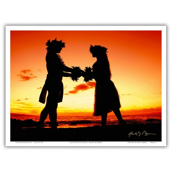 Love Gives Life Within (Ua ola loko i ke aloha) - Hawaiian Hula Dancers at Sunset - From an Original Color Photograph by Randy Jay Braun - Master Art Print (Unframed) 9in x 12in