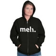 thumbnail image 4 of Meh Careless Sarcastic Satire Funny Unisex Fleece Graphic Zip Up Hoodie Brisco Brands 2X, 4 of 5