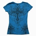 thumbnail image 6 of Women Y2K Grunge Vintage Graphic Tees V-Neck Short Sleeve Slim Fit T-Shirt Emo Clothes for Teen Young Girls 2000s Streetwear Blue Size M, 6 of 8