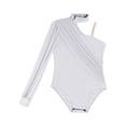 thumbnail image 5 of Nyeemya Kids Girls One Shoulder Long Sleeve Ballet Dance Leotard Gymnastics Bodysuit Shirt Top White 8, 5 of 7