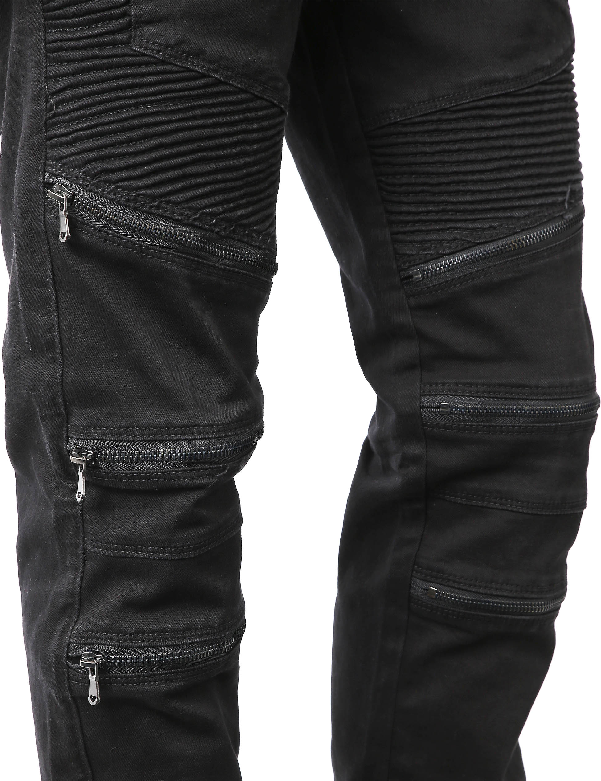 Ma Croix Mens Biker Jeans Slim Fit Distressed Ripped Zipper Stretch Denim Pants - image 5 of 6