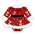 thumbnail image 6 of AWZXDE Baby Girl Christmas Skirted Romper Outfit Long Sleeve Plaid Dress Bodysuit With Rhinestone Buckle Belt For Xmas Family Photos, 6 of 6