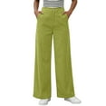 thumbnail image 3 of ClodeEU Womens High Waisted Corduroy Pants With Button,Baggy Casual Wide Leg Trouse With Pockets Yellow,Womens Plus L, 3 of 9