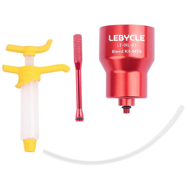 LEBYCLE Kit de purga de aceite de freno de disco hidráulico para bicicleta (bicicleta de montaña roja)