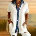 thumbnail image 2 of Camiseta de Solapa de Manga Corta de Color Sólido con Tela Suave, Top de Moda para el Uso Diario en Casa O Trabajo en Primavera Y Verano, 2 of 5