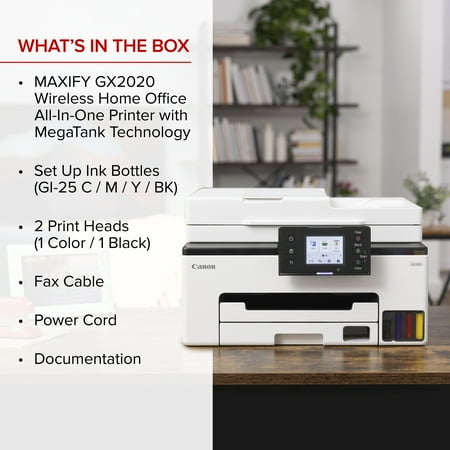 Canon - MAXIFY GX2020 MegaTank Wireless All-In-One SuperTank Inkjet Printer - White