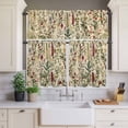 thumbnail image 4 of 3 Piece Kitchen Curtains and Valances Set Vintage Plant Cafe Curtains 36 Inch Length Boho Botanical Flowers Green Leaf Ferns Valance & Tier Curtain for Living Room Bedroom Window 54"x18"+27"x36"*2, 4 of 6