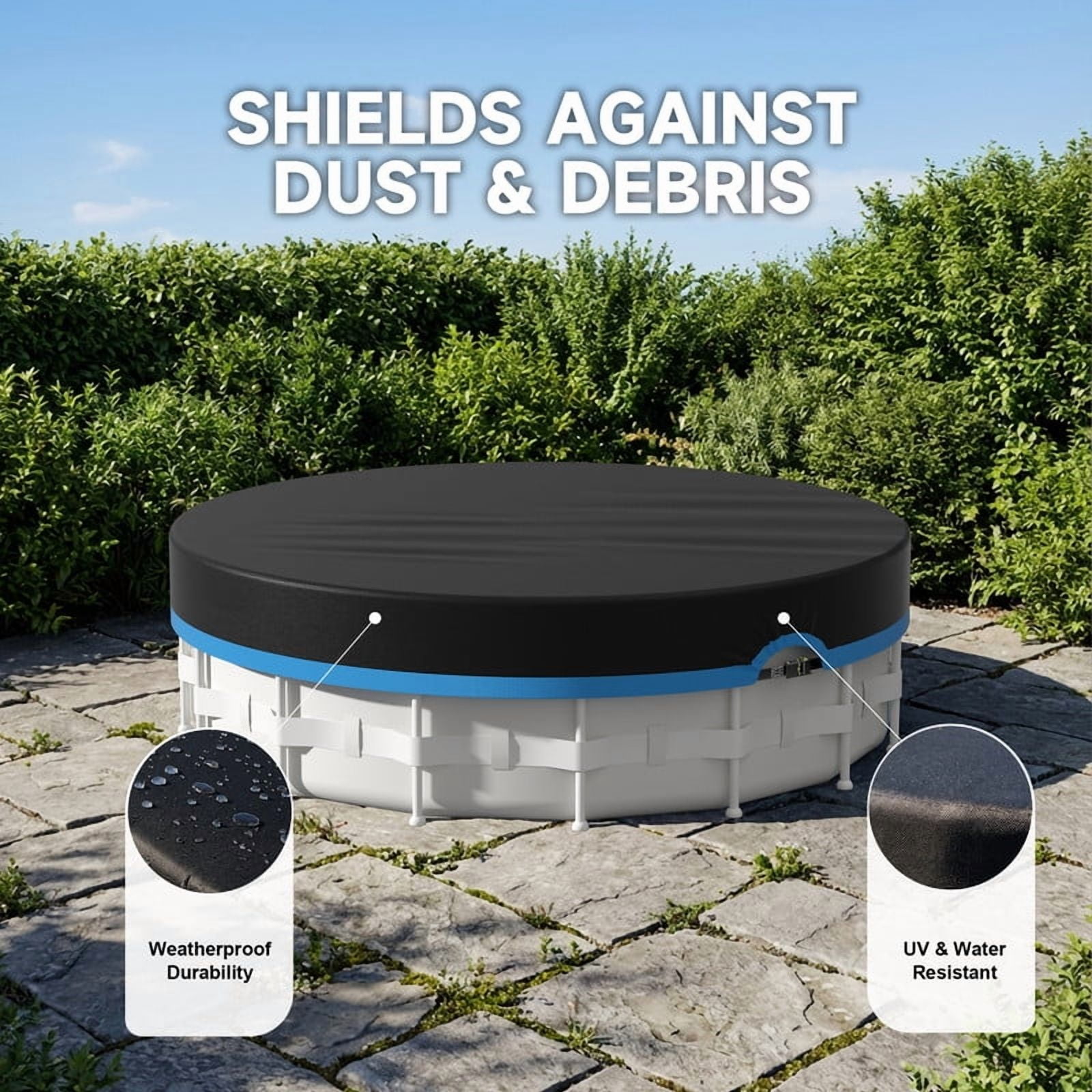 SHELTUSE 30Ft Round Pool Cover, Covers for Above Ground Pools, Inflatable Pool Cover Protector , Above Ground Pool Cover, Winter Pool Cover, Waterproof and Dustproof Swimming Pool Covers, Blue
