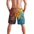 thumbnail image 3 of Dailycode Men's Quick Dry Swim Trunks Beach Shorts Casual Summer Board Shorts with Pockets, Colorful Squares and Cubes, 3 of 8
