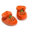 Fanvereka Halloween Newborn Baby Plush Boots Soft Sole Cartoon Pumpkin Anti-Slip Crib Shoes Infant Home Slippers 0-18M