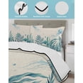 thumbnail image 4 of Quilts Twin Size Bedding Set, Turquoise Jellyfish Coastal Lightweight Quilted Comforter, Summer Ocean Seaweed Rustic Soft Reversible Bedspread Coverlet with Pillow Covers for All Season, 68" x 86", 4 of 7