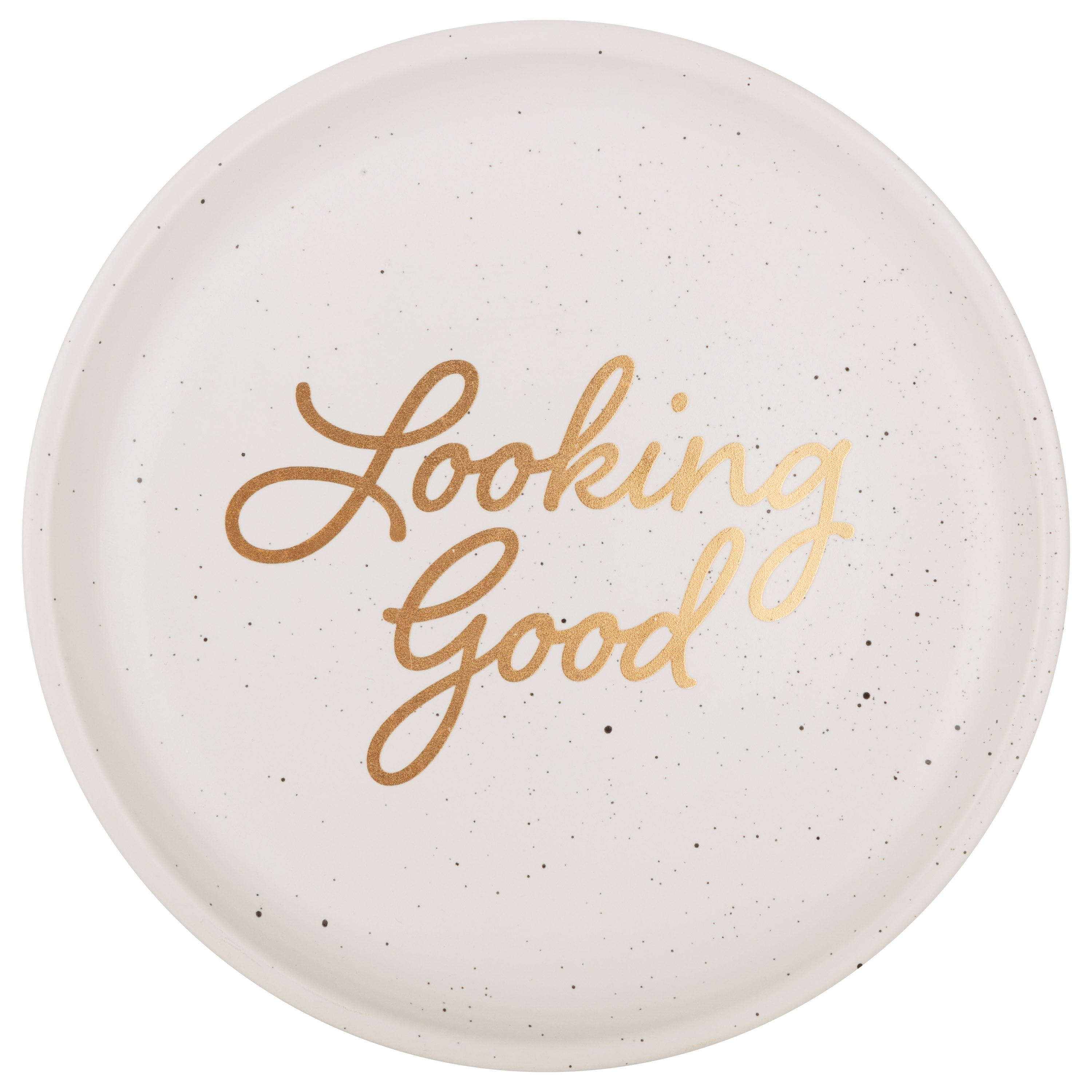 Home Décor Collection Looking Good Ceramic Speckled White Jewelry Tray Trinket Dish