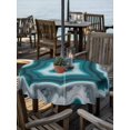 thumbnail image 2 of Outdoor Tablecloth with Umbrella Hole Zipper Green Agate Round Tablecloth 60" Waterproof Outside Table Cloth Ombre Modern Abstract Art Patio Table Cover Tablecloths for Picnic Party, 2 of 8