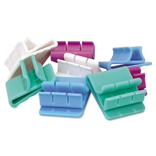 Clip'en Pen/Pencil Clip, 1 1/5" x 1 1/5", Plastic, Assorted Colors, 4/PK