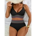 thumbnail image 3 of Charmo High Waisted Triangle Bikini Sets for Womens Color Block Swimsuits Tummy Control Two Piece Bathing Suit, 3 of 6
