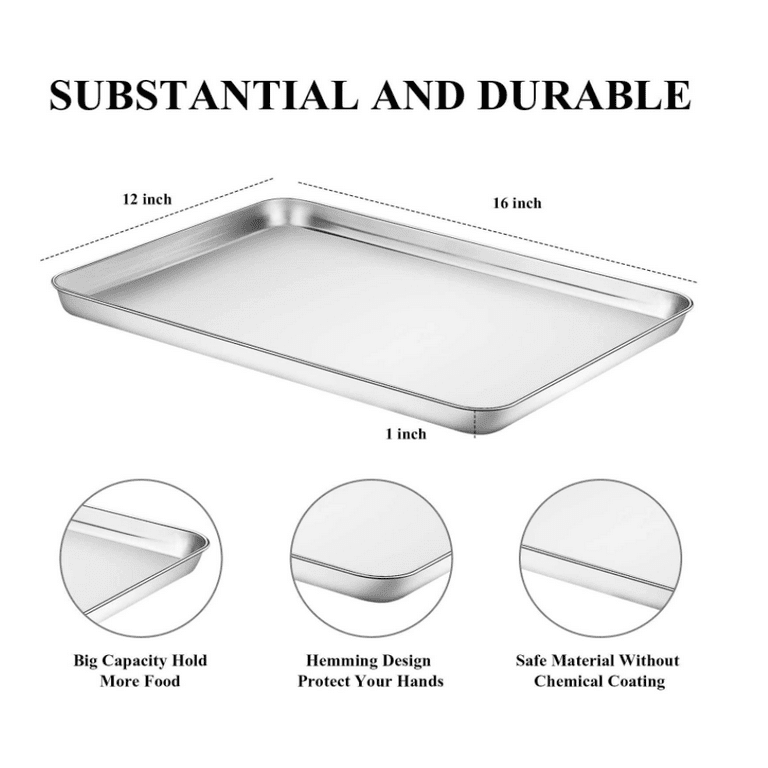Topboutique Baking Sheet, 40 X 30 X 2.5cm Stainless Steel Large
