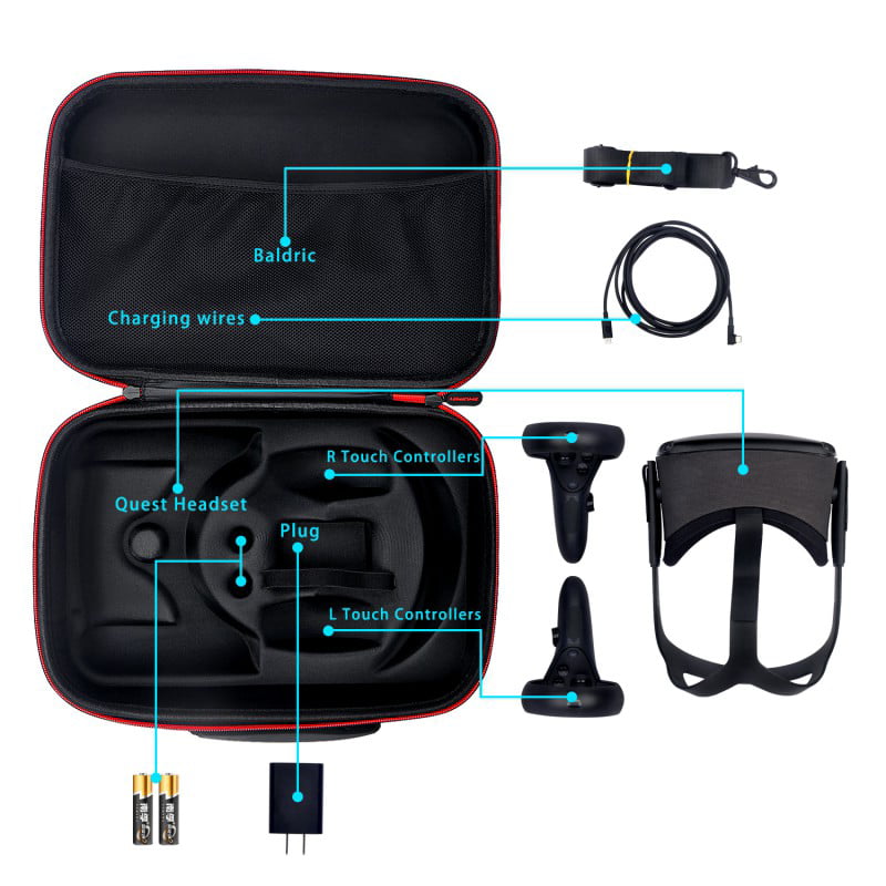 VR Gaming Headsets and Controllers Accessories Oculus Quest Hard Carrying Case EVA Travel Storage Bag Protector for Oculus Quest2 VR Gaming. 