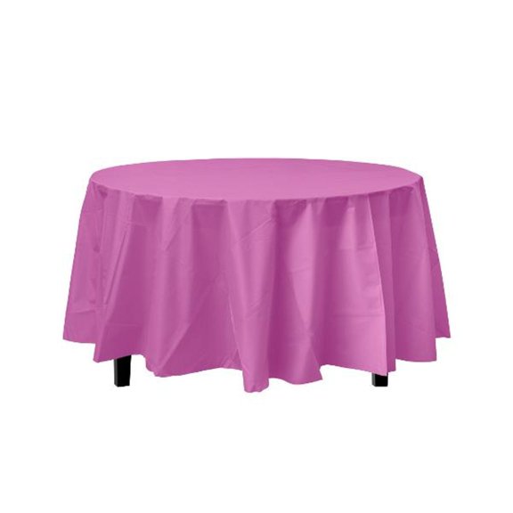 Magenta Decorations | Round Magenta Table Cloth | Round Plastic Table Cover - Magenta - 84in. - 1 Piece (fdp91027)