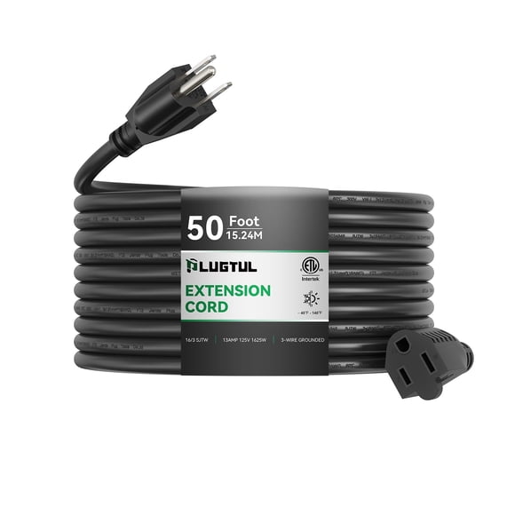 Cable de extensión PLUGTUL Outdoor, impermeable, calibre 16/3, 50 pies