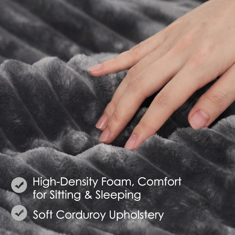 Anpport 54" 3‑in‑1 Convertible Sleeper Sofa Bed, Corduroy Pull‑Out Couch with Adjustable Backrest, Side Pockets & 2 Pillows for Small Spaces, Dark Gray