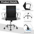 thumbnail image 4 of Giantex Ribbed Office Chair, Swivel Executive Task Managerial Chair w/Height Adjustable, Rocking Backrest, Lumbar Support, 2, 4 of 8