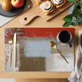 thumbnail image 2 of Red Brown Placemats Set of 6, Blue White Modern Rustic Neutral Graffiti Art Placemats for Dining Table, Place Mats for Kitchen Tabletop, Waterproof Wipeable Dining Table Mats Set, 2 of 9