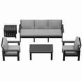 thumbnail image 3 of FUNDAZE 7-Piece Oversize Patio Furniture Sets, Waterproof HDPE Frame Outdoor Conversation Sets Perfect for Patio, Poolside & Backyard, Black Frame with Gray Cushion, 3 of 11