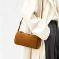 thumbnail image 3 of Genuine Leather Cylinder Bag, Women's Suede Pillow Underarm Shoulder Crossbody Purse, 3 of 8
