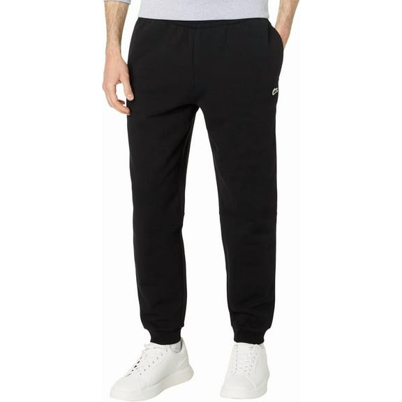Men's Lacoste Black Tapered Fit Fleece Trackpants - 3/S