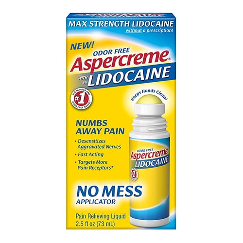 Aspercreme Lidocaine Pain Relief Liquid No Mess Applicator, Unscented, 2.5 fl oz (3 Pack) (Bundle)