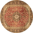 thumbnail image 1 of Ahgly Company Indoor Round Medallion Brown Traditional Area Rugs, 4' Round, 1 of 4