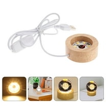 Nicehomfit Compact Wooden LED Light Base for Glass and Crystal Art Home Decor